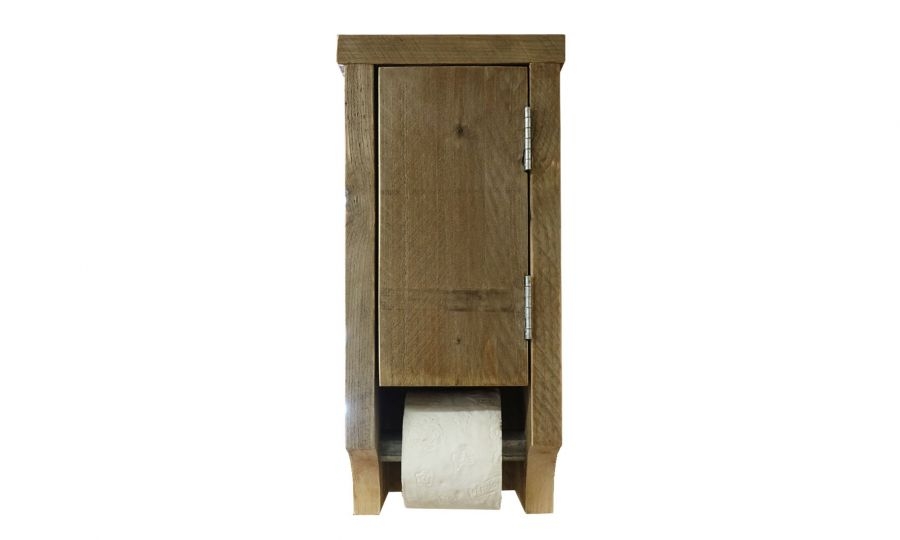 Toilettenpapierhalter aus Gerüstholz mit Schrank