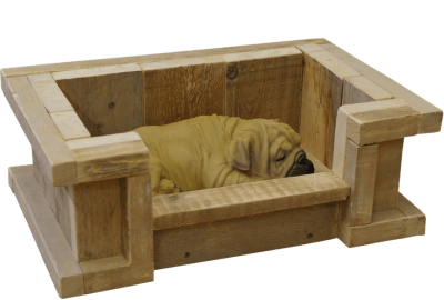 Hochwertiger Hundekorb im Bauholz-Design